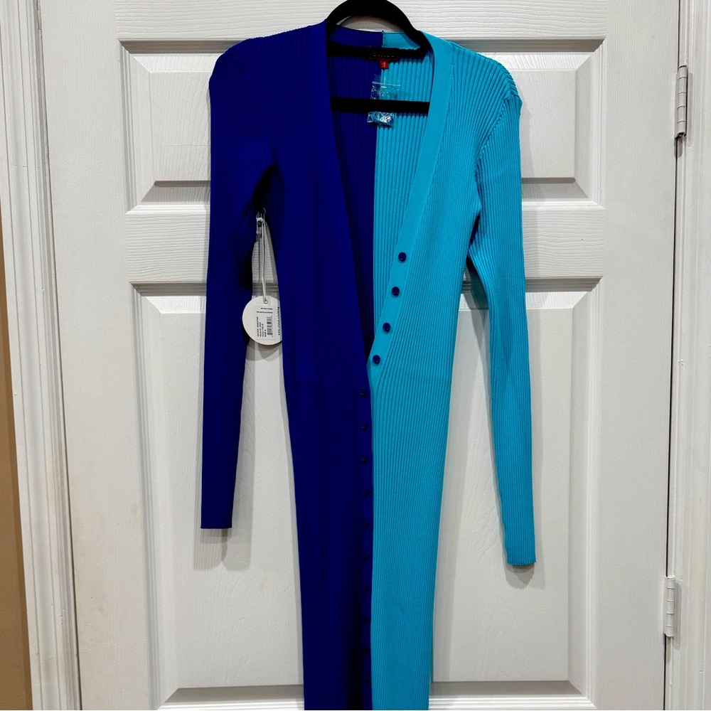 STAUD Color Block Long Sleeve Sweater Dress (small)